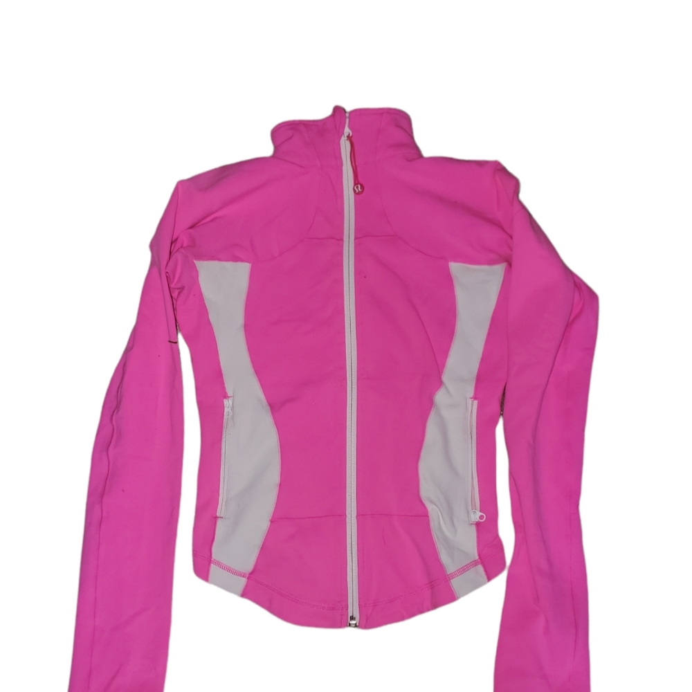 Lululemon Define Pink and White Track Jacket. Full Luon. Great Condition!